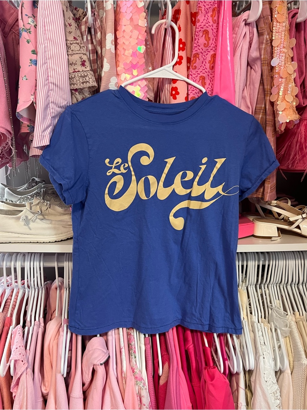 Universal Thread Royal Blue Tee with Gold “Le Soleil” Script
